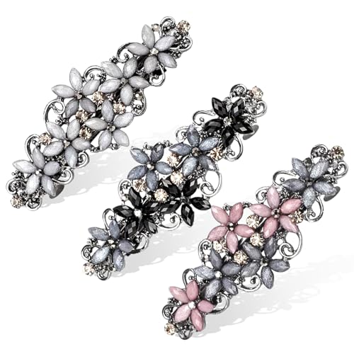 Elegante Haarspangen für Damen Mädchen 3 Stück Glitzer Strass Blume Haarspange Vintage Haarspange mit Kristall Blume Clip Glitzernde Mode Exquisite Muttertagsgeschenke von YUFFQOPC