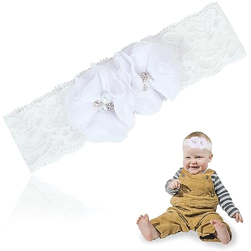 Baby Haarband Baby Mädchen,Stirnbänder Neugeboren Weich Niedlich Floral Haarbänder Dünne Baby Stirnband Weiß Spitzebowknot-Haarband Mädchen Haarschleifen Mädchen Kinder Stirnband (Floral Haarbänd) von YUFFQOPC