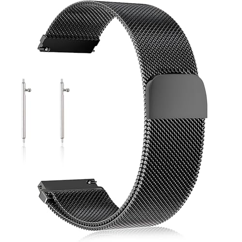 Edelstahl Uhrenarmband Mesh 20mm/22mm,UhrenarmbäNder Smartwatch Armband Metall Armband Edelstahlarmband mit Magnetverschluss Smartwatch Schnellverschluss Watch Uhren Ersatzband für Damen Herren von YUFFQOPC