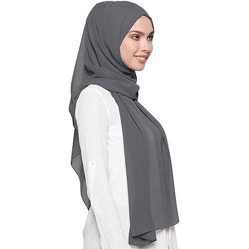 YUFFQOPC Hijab Muslimisches Kopftuch Damen Premium ChiffonModerne islamische Chiffon Kopftücher für Damen Damen Tuch Schal Türkische Premium Qualität (Anthrazit) von YUFFQOPC
