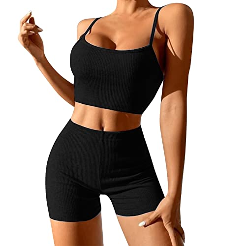 YUGHGH Persönlichkeit Design Sexy Shorts Mode Anzug Yoga Sport Anzug Damen Yoga Anzug Set von YUGHGH