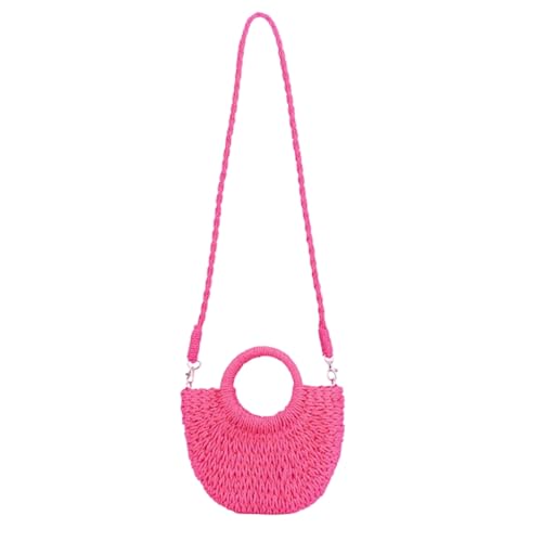 YUGSHNKFC Modische Damen Strohtasche Casual Schultertasche Kordelzug Crossbody Geldbörse Satchel für den täglichen Einkaufsbedarf, hot pink YUGSHNKFC Modische Damen Strohtasche Casual Schultertasche Kordelzug Crossbody Geldbörse Satchel für den täglichen Einkaufsbedarf, hot pink von YUGSHNKFC