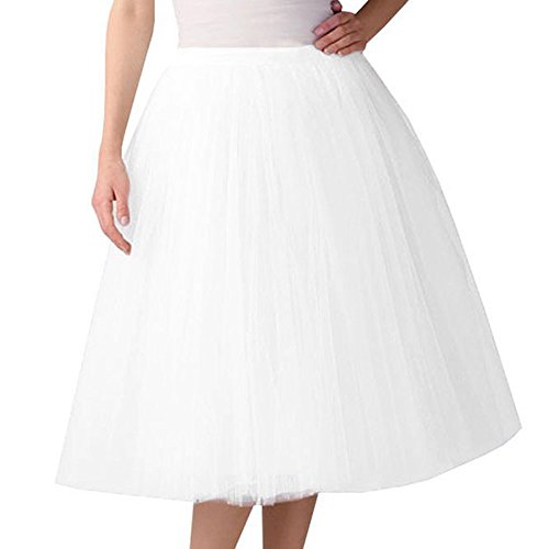 Tüllrock Damen Länge Retro 50er Rockabilly Rock Hohe Taille Tutu Rock Petticoat Unterrock Ballett Blase Petticoat Tuturock Tütü Minirock Reifrock Kleid Tüll Underskirt in Viele von YUHYtop