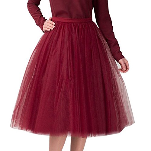 Tüllrock Damen Länge Retro 50er Rockabilly Rock Hohe Taille Tutu Rock Petticoat Unterrock Ballett Blase Petticoat Tuturock Tütü Minirock Reifrock Kleid Tüll Underskirt in Viele von YUHYtop