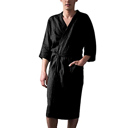 Dessous Damen Corsage Herrenrobe Home Leinen Bademantel lang Schlafanzug für Männer Dessous Große Größen von YULONGESS