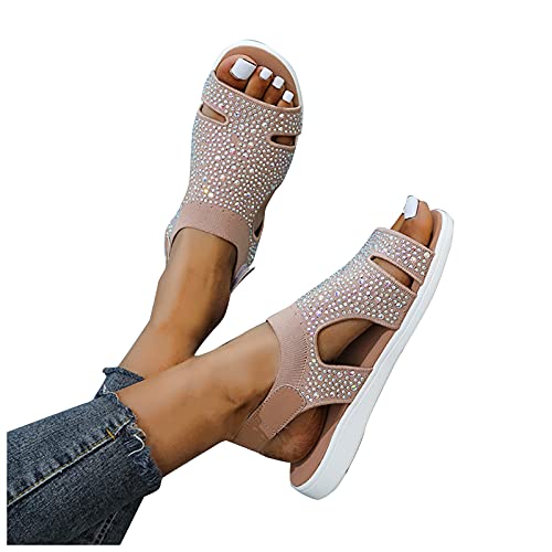 Orthopedische Damen,Sandalen Breite Füße,Bequeme Flach Sandals Schuhe,Elegant Sandaletten,Sommer Barfuss Sandalette,Schwarze Treckingsandalen,Sport Sandalen,Sport Strick Sandaletten,Sommerschuhe von YULONGESS