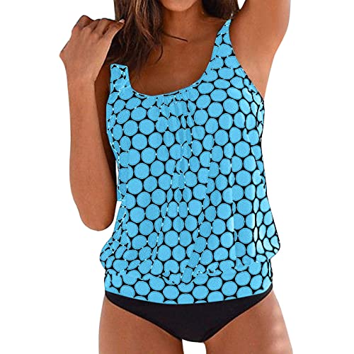 Tankini Damen, Bauchweg Zweiteilig Badeanzug, Push up Bademoden, Plus Größe Tankini Set, Tankini Oberteil mit Badeshorts, Elegant Sommer Badeanzüge, Strand Schwimmanzug, Bikini Tank Top und Shorts von YULONGESS