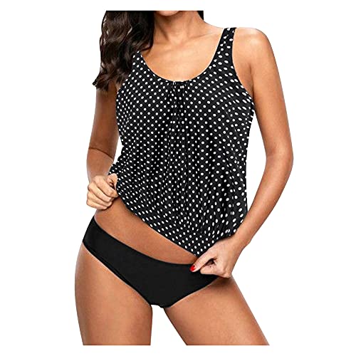 Tankini Damen, Bauchweg Zweiteilig Badeanzug, Push up Bademoden, Plus Größe Tankini Set, Tankini Oberteil mit Badeshorts, Elegant Sommer Badeanzüge, Strand Schwimmanzug, Bikini Tank Top und Shorts von YULONGESS