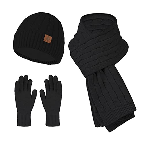 YULONGESS Damen Wintermütze Schlauchschal Handschuhe 3 teiliges Set Herren Damen Strickmütze Schal Gestrickte Handschuhe Set 3-teilig Geschenk für Frauen von YULONGESS