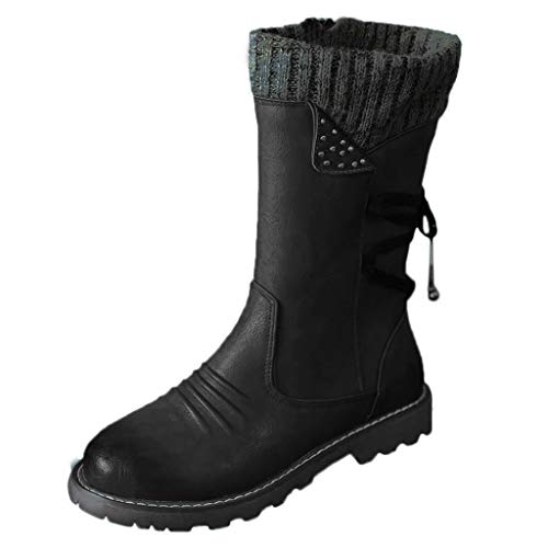 YULONGESS Hallux Valgus Schuhe Für Damen Damenmoden lässige Vintage-Retro-Mittelwadenstiefel Spitze up Big Heels Schuhe Hohe Schuhe Damen Absatz von YULONGESS