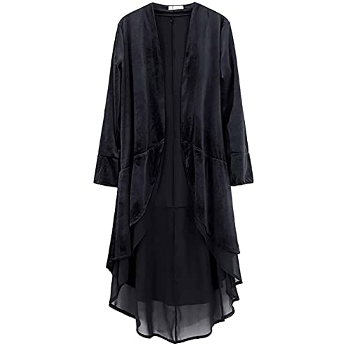 YULONGESS Steampunk Gothic Kleidung Lace Up Damen Vintage Slim Mittelalter Retro Halloween&Weihnachten gekräuselte asymmetrische Lange Samt Blazer Mantel Freizeitjacken Halloween Griechische Göttin von YULONGESS