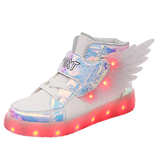 YUNICUS LED-Leuchtschuhe für Kinder, Leuchtend, blinkende Turnschuhe, USB-Ladeschuhe, für Kind und Mädchen, (Kleines Kind, White 31EU) von YUNICUS