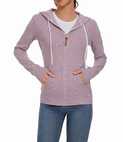 YUTILA Damen Sweatjacke Zip Hoodie Blumen Drucken Jacke Kapuzenjacke Kapuzenpullover Sportjacke mit Tasche YUTILA Damen Sweatjacke Zip Hoodie Blumen Drucken Jacke Kapuzenjacke Kapuzenpullover Sportjacke mit Tasche von YUTILA