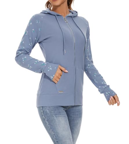 YUTILA Damen Sweatjacke Zip Hoodie Blumen Drucken Jacke Kapuzenjacke Kapuzenpullover Sportjacke mit Tasche YUTILA Damen Sweatjacke Zip Hoodie Blumen Drucken Jacke Kapuzenjacke Kapuzenpullover Sportjacke mit Tasche von YUTILA