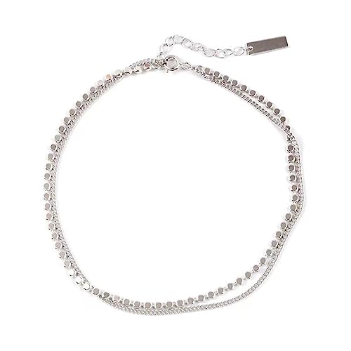 YUTTTPL 2 Stück Silber Tennis Fußkettchen Armband für Frauen, 925 Sterling Silber Verstellbare Fußkettchen Ankle Zubehör Schmuck Geschenke für Frauen Damen (C-Silber) von YUTTTPL