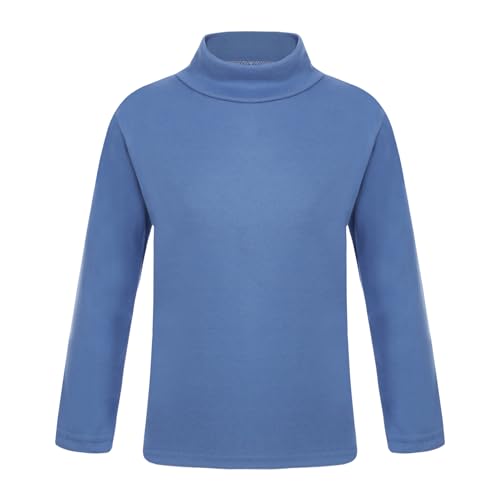 YUUMIN Mädchen Junge Rollkragen Thermoshirt Warm Langarm Thermo Unterhemd Sweater Langarmshirt Sport Tank Crop Top Weich Shirt Unterhemd SLIN Gr. 80-128 Blau A 146-152 von YUUMIN