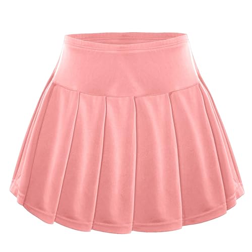 YUUMIN Kinder Mädchen Sportrock A Linien Tennis Golf Skort Falten Tennisrock Sommerrock Minirock Workout Running Kurz Rosa F 134-140 von YUUMIN