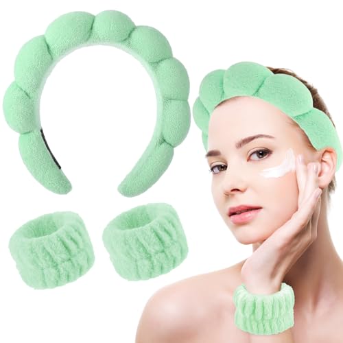 YUXIANLB Spa Stirnband Waschen Gesicht Armband Set Weicher Schwamm Stirnband Make-up Hautpflege Haarband Handgelenk Handtücher Mode Kopf Hoop Niedliche Kopfbedeckung Dusche Haarschmuck für Frauen von YUXIANLB