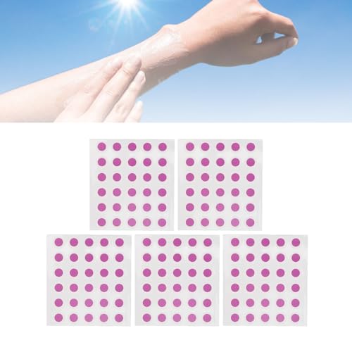 150 Stück UV-Erkennungsaufkleber, Wiederverwendbare UV-Sonnenschutz-Patches, Runde Form, Geringe Allergie, Sicher, Sonnenschutz-Erkennung, Farbwechselnde Aufkleber für den (PURPLE) von YUYTE