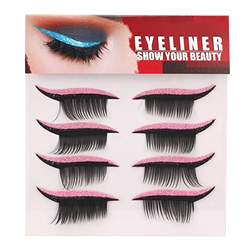 4 Paar Eyeliner-Wimpernaufkleber-Set, Wiederverwendbare Make-up-Eyeliner-Aufkleber, Selbstklebendes Glitzerndes Eyeliner-Aufkleber-Set, Wasserfestes, Langlebiges (Rosa) von YUYTE