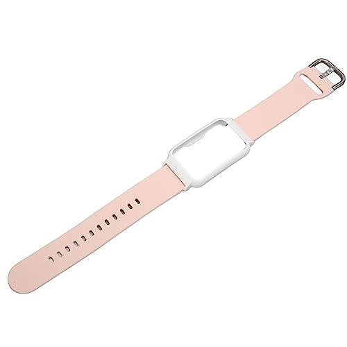 YUYTE 20-mm-Uhrenarmband mit Gehäuse, Wasserdichtes Weiches Silikon, Verstellbare Größe, Leicht (Rosa + weiße Schale) von YUYTE