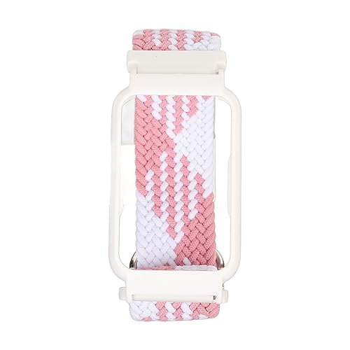 YUYTE Verstellbares Elastisches Uhrenarmband mit Kostenloser Schutzhülle – Bequem und Stilvoll, Wasserabweisend (Rosa Weiß mit weißem Rahmen) von YUYTE