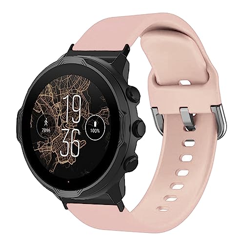 YUYTE Verstellbares Silikon-Uhrenarmband für Suunto7 mit Bequemer und Sportlicher Knopfschnalle, Silikonarmbänder für Männer und Frauen (Rosa) von YUYTE