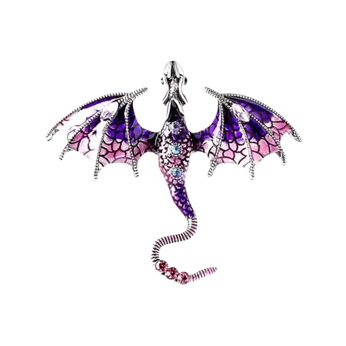 Bohemia Brosche Vintage Hochwertige Emaille-Brosche, fliegender Drache, Herren- Damen-Reversbrosche, Schmuck, Tierbrosche, Winter-Strass-Brosche Schmuck Mit Federn (A, One Size) von YWJewly