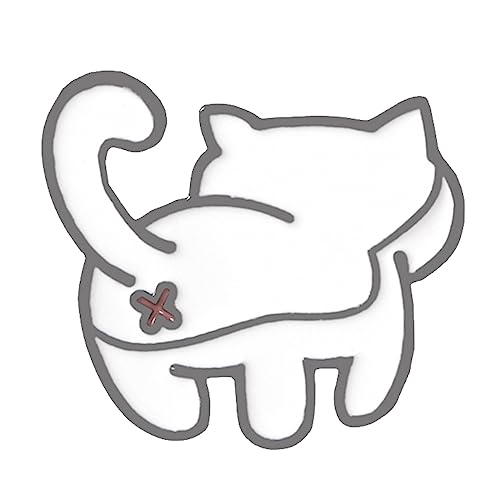 Britische Damenbrosche Kreative Cartoon Katze mit angehobenem Gesäß Brosche Tier Brosche Pin Schmuck für Frauen Geschenk Blase Bienenbrosche (White, One Size) von YWJewly