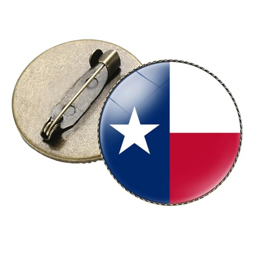 Brosche Anstecknadel Brosche Rücken Texas-Brosche, Texas-Flaggenmuster, Vintage-Brosche, Brosche, 2,5 cm Durchmesser Benutzerdefinierte Brosche (Red, One Size) von YWJewly