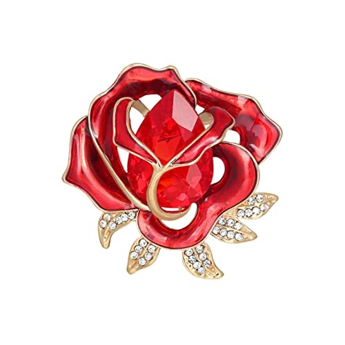 Brosche Damen Kleidung Vintage Brosche Tropfen Öl Rhindiamond Mantel Corsage Pin Zubehör Frauen Bernstein Schmuck (Red, One Size) von YWJewly