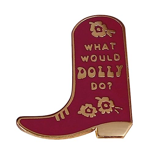 Broschennadeln Selbstklebend What would do Cow Girl Boot emaillierte Anstecknadel im Western-Stil, eine starke an die Country-Musik in der kreativen Truhe des Bootes? Schmuck (4-Red, One Size) von YWJewly