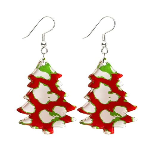 Clip Ohrringe 1 Paar Acryl-Weihnachtsohrringe, weihnachtliche süße Ohrringe, klassische Weihnachts-Ohrschmuck-Ohrringe Acryl für Frauen Ohrringe Für Jugendliche (White, One Size) von YWJewly