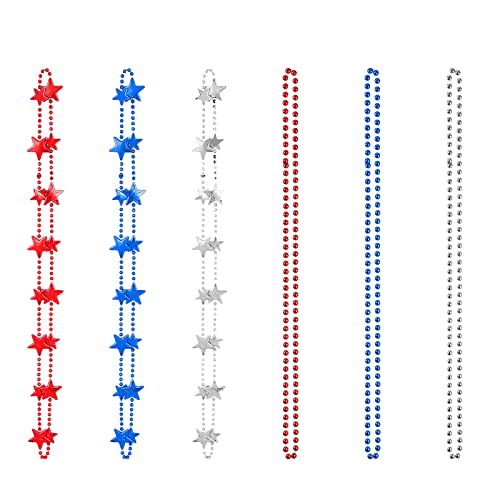 Damen-Halskette Teile/satz Patriotische Stern Perlen Halskette 4. Juli Perlen Halskette Unabhängigkeit Tag Halskette Kunststoff Halskette Party Halskette Karneval Anhänger Kreuz (Blue, One Size) von YWJewly