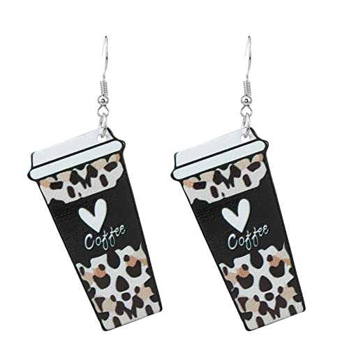 Doppel Ohrringe Grenze Ohrringe Leopardenmuster Liebe Acryl Kaffeetasse Ohrringe weiblich europäischen amerikanischen meistverkauften Valentinstag Schmuck Ohrclips Für Herren (Grey, One Size) von YWJewly