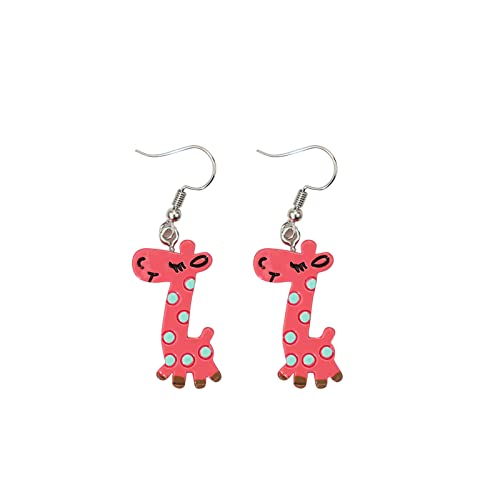 Girls' Earrings Cartoon niedliche Giraffe baumeln Ohrringe Geburtstagsgeschenke für Frauen Mädchen Schwarze Rosenohrringe (Hot Pink, One Size) von YWJewly