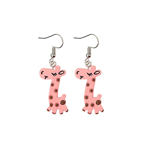 Girls' Earrings Cartoon niedliche Giraffe baumeln Ohrringe Geburtstagsgeschenke für Frauen Mädchen Schwarze Rosenohrringe (Pink, One Size) von YWJewly