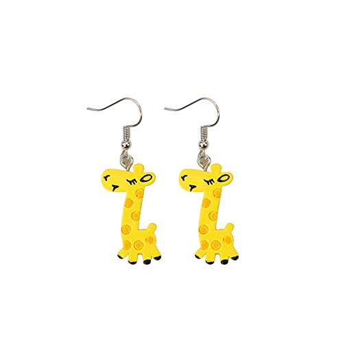 Girls' Earrings Cartoon niedliche Giraffe baumeln Ohrringe Geburtstagsgeschenke für Frauen Mädchen Schwarze Rosenohrringe (Yellow, One Size) von YWJewly