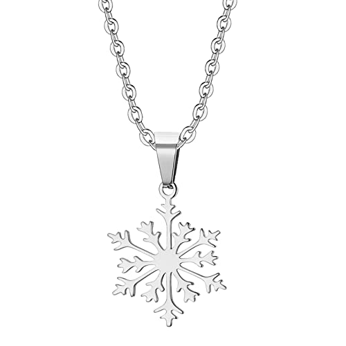 Herren-Halskette Mode Temperament Einfache Ornamente Weihnachten Kreative Schneeflocke Anhänger Dame Halskette Süßes Geschenk Schmuck Für Frau Kristall Zirkon Schneeflocke Ohrring (Silver, One Size) von YWJewly