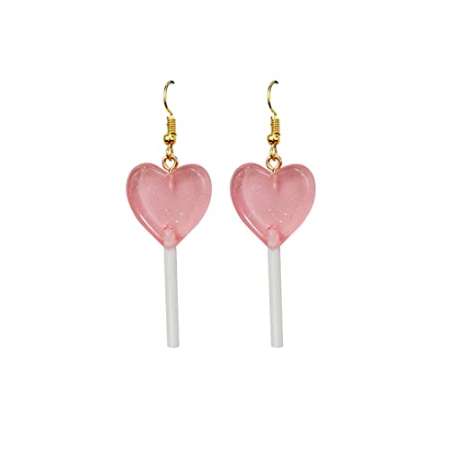 Ist Perfekt Als Weihnachts-geschenk Trendy Statement Creative Cute Heart Lollipop Ohrring Candy Dangle Ohrringe mit Goldhaken Ohrringe Kinder Silber 925 Mädchen Hase (Pink, One Size) von YWJewly