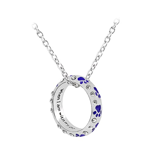 Kette Zur Konfirmation MäDchen 18 Diamanten Geschenk I Halskette Anhänger Haustier Hund Halskette mit -Pfoten-Anhänger für Hund Hund wenn Pfotenring süß mit meinen Halsketten Mehrere (Blue, One Size) von YWJewly