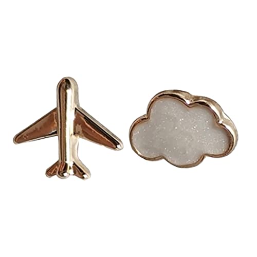 Klobige Tropfenohrringe für Frauen Gold asymmetrische niedliche Ohrstecker Flugzeuge weiße Wolke Ohrringe Ohrring für Frauen Ohrringe Silber 925 Creolen Klein Mit Anhänger (White, One Size) von YWJewly