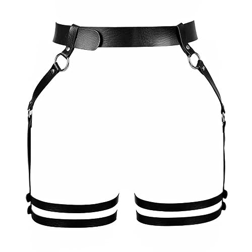 Metall Kettengürtel Bmirth Sexy Bauch Taille Kette Gürtel Bein Strumpfband Kette Oberschenkel Körper Schmuck Zubehör für Frauen Mädchen Sternbild Halskette (E-Black, One Size) von YWJewly