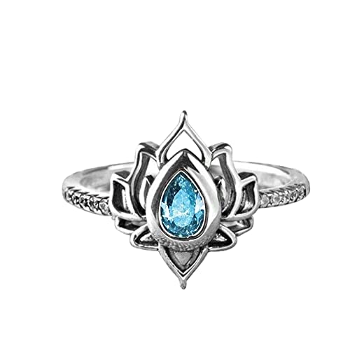 Modeschmuck Pinky Weiblicher Valentinstag Ring mit Zirkon Ring Geschenk Jahrestag S925 Hochzeitsgeschenk Verlobung für Liebhaber Tag Schwanz Geschenk Ring Ringe Ringe Kinder Jungs Set (Blue, 10) von YWJewly