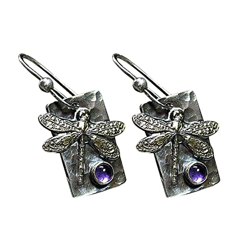 Ohrklemme Dragon Fly geformte Ohrringe Damen Vintage Persönlichkeit Tier Edelstein Ohrringe Schmuck String Ohrringe (A-c, One Size) von YWJewly