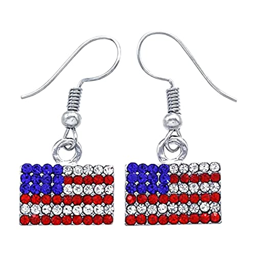 Ohrring Haken Tag Drop Flag Unabhängigkeit Herz Schmuck amerikanische Flagge Ohrringe Öl Ohrringe Ohrringe Für Damen Silber 925 Set (b-blue, One Size) von YWJewly