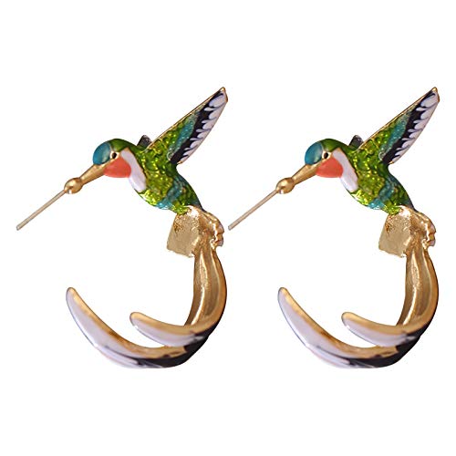 Ohrringe Mädchen Kolibri Gemälde Cute Öl Flying Earrings Kolibri Geschenke Frau Ohrringe Kleine Perlenohrringe (E-multicolor, One Size) von YWJewly