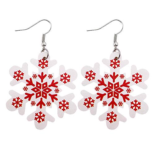 Ohrringe Mittel Weihnachten Schneeflocke Erklärung Ohrringe Frauen Lederschmuck Modeohrringe Ohrringe Stecker Kugel (Red-E, One Size) von YWJewly