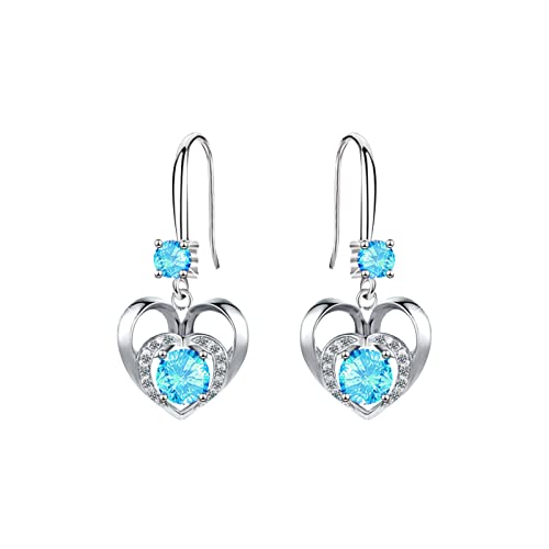 Ohrringe Modeschmuck Ohrringe Schmuck Herz Geschenk Pfirsich Ohrringe Anhänger Damen Temperament Herzförmige Ohrringe ene Kugelohrringe Für (Blue, One Size) von YWJewly