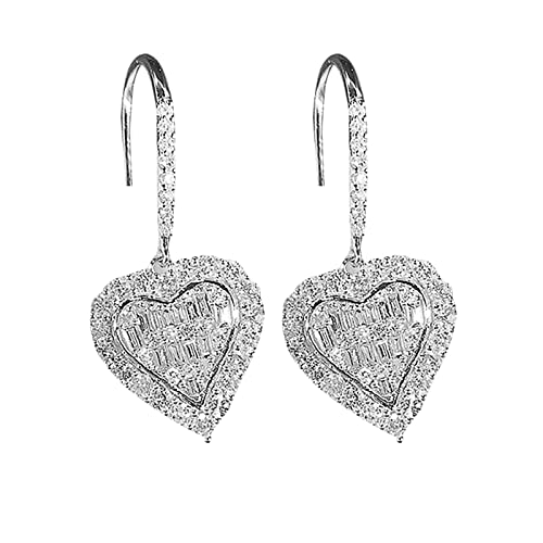 Ohrringe Set Personalisierte Mädchen Pfirsich-Herz-Ohrringe aus Kupfer Wild Love Ohrringe Edelstein Stecker (White-c, One Size) von YWJewly